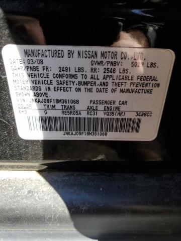 JNKAJ09F18M361068 - 2008 INFINITI EX35 BASE Սև լուսանկար 13