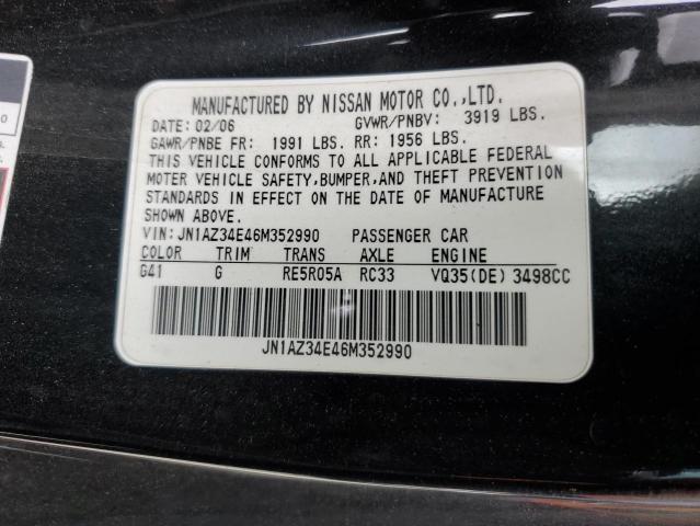 JN1AZ34E46M352990 - 2006 NISSAN 350Z COUPE BLACK photo 12