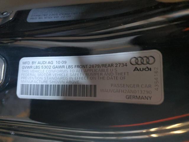 WAUVGAFH2AN013290 - 2010 AUDI S5 PRESTIGE შავი ფოტო 12