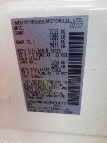 5N1DR2MN2HC903877 - 2017 NISSAN PATHFINDER S 白色 照片 12