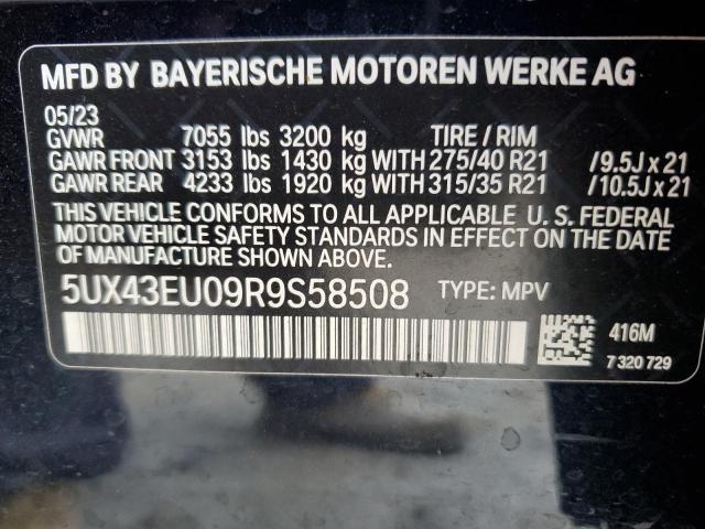 5UX43EU09R9S58508 - 2024 BMW X5 XDRIVE50E BLACK photo 13