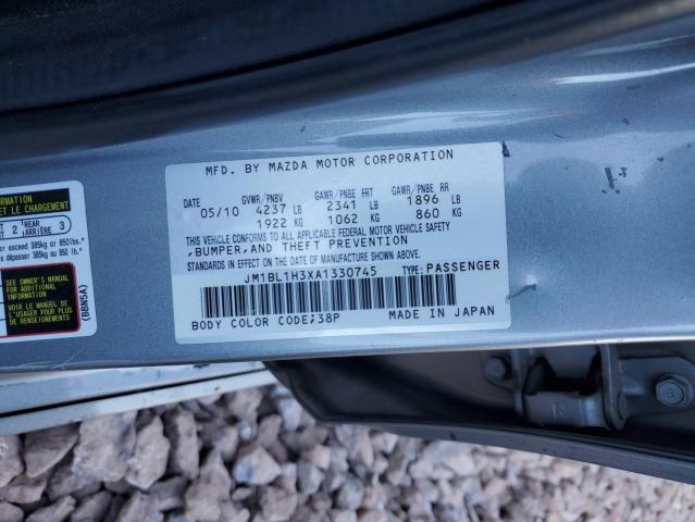 JM1BL1H3XA1330745 - 2010 MAZDA SPEED 3 GRAY photo 12