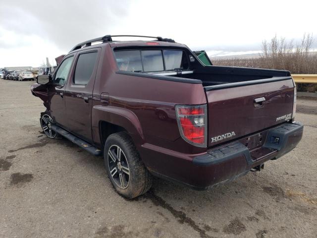 5FPYK1F57CB457665 - 2012 HONDA RIDGELINE RTL BURGUNDY photo 2