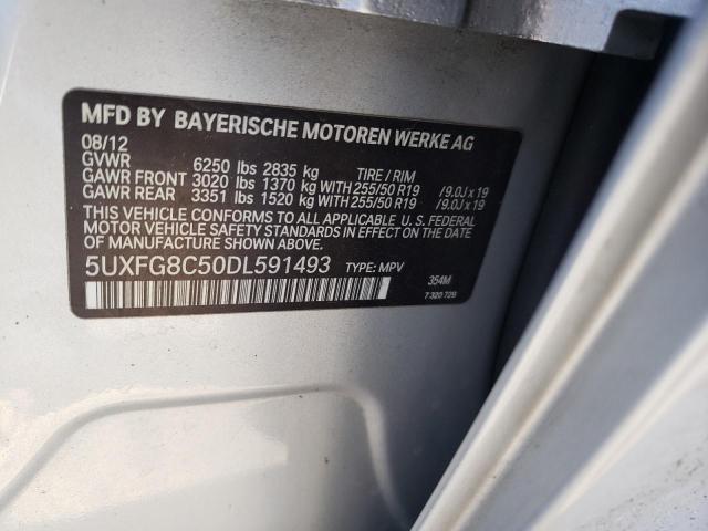 5UXFG8C50DL591493 - 2013 BMW X6 XDRIVE50I SILVER photo 13