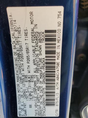 3TMJU4GN5EM173275 - 2014 TOYOTA TACOMA DOUBLE CAB PRERUNNER BLUE photo 12