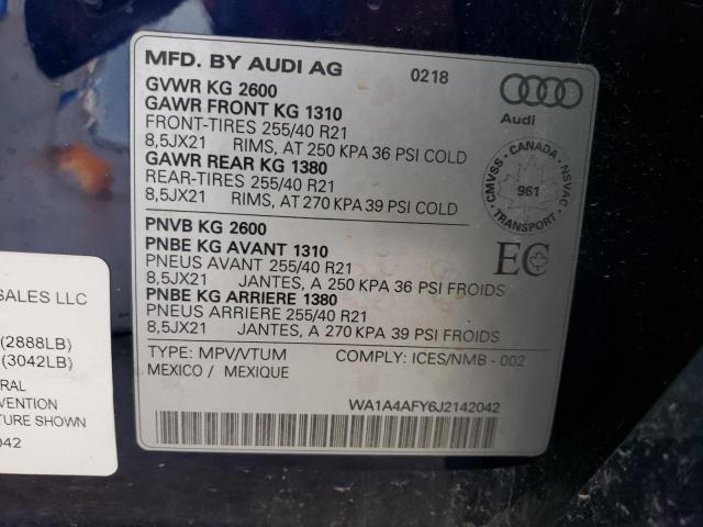 WA1A4AFY6J2142042 - 2018 AUDI SQ5 PREMIUM PLUS BLUE photo 13