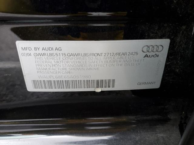 WAUPL68E65A051980 - 2005 AUDI S4 BLACK photo 12