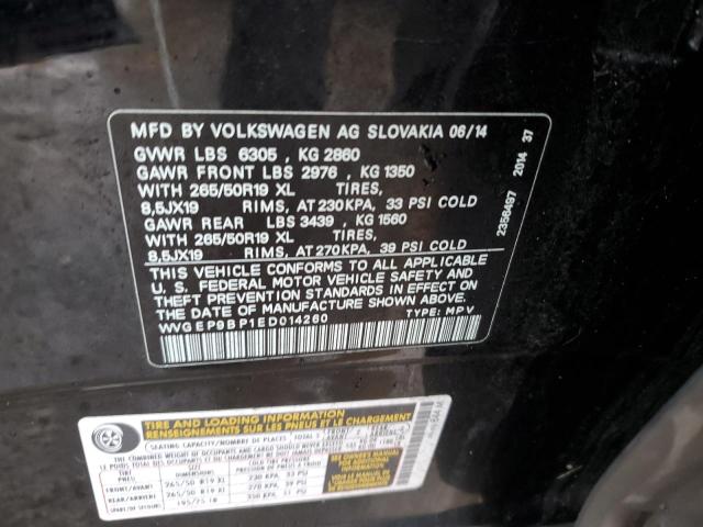 WVGEP9BP1ED014260 - 2014 VOLKSWAGEN TOUAREG V6 TDI BLACK photo 12