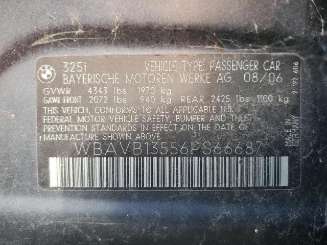 WBAVB13556PS66687 - 2006 BMW 3 SERIES I CHARCOAL photo 12