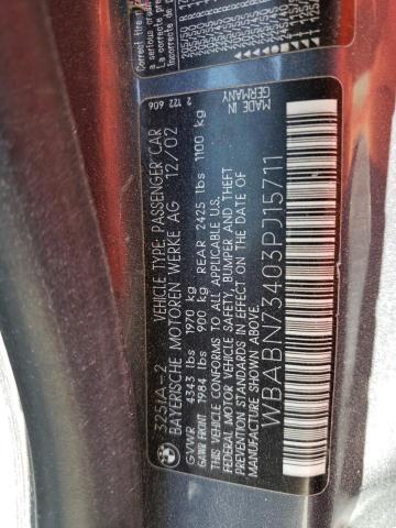 WBABN73403PJ15711 - 2003 BMW 3 SERIES CI Көк фото 12