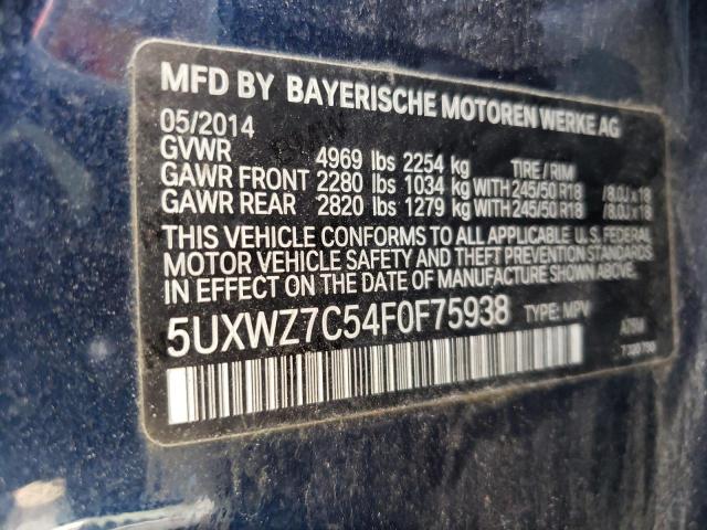 5UXWZ7C54F0F75938 - 2015 BMW X3 SDRIVE28I BLUE photo 13