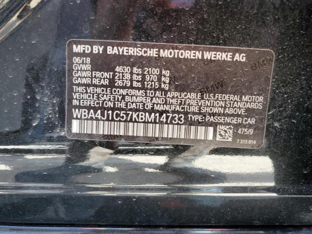 WBA4J1C57KBM14733 - 2019 BMW 430I GRAN COUPE BLACK photo 12