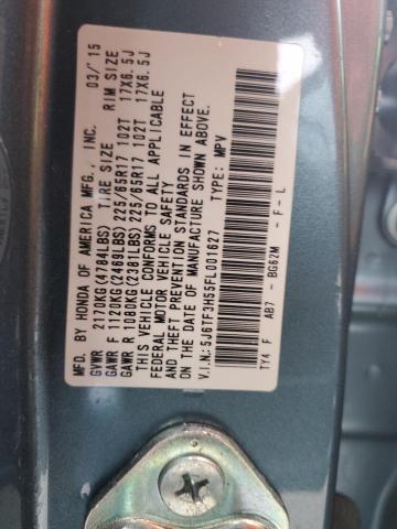 5J6TF3H55FL001627 - 2015 HONDA CROSSTOUR EXL ლურჯი ფოტო 13