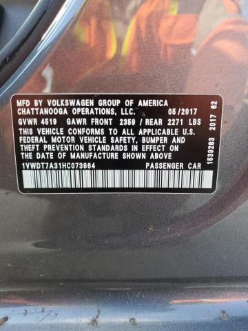 1VWDT7A31HC073864 - 2017 VOLKSWAGEN PASSAT R-LINE Grau Foto 12
