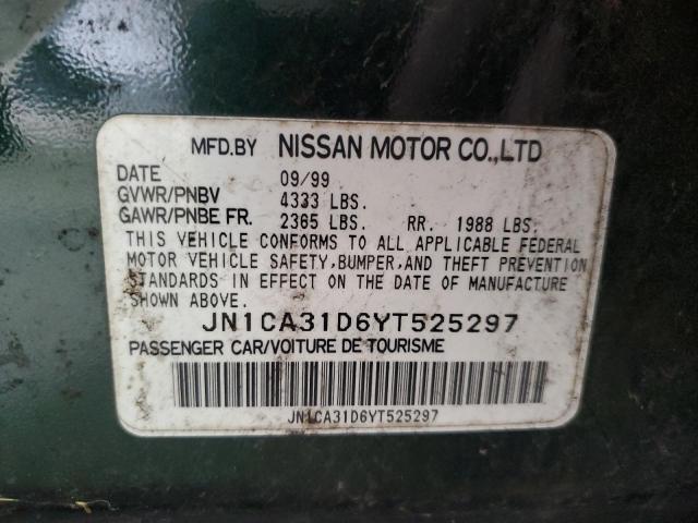 JN1CA31D6YT525297 - 2000 NISSAN MAXIMA GLE GREEN photo 12