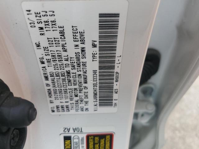 5J6RM3H73EL033346 - 2014 HONDA CR-V EXL WHITE photo 12