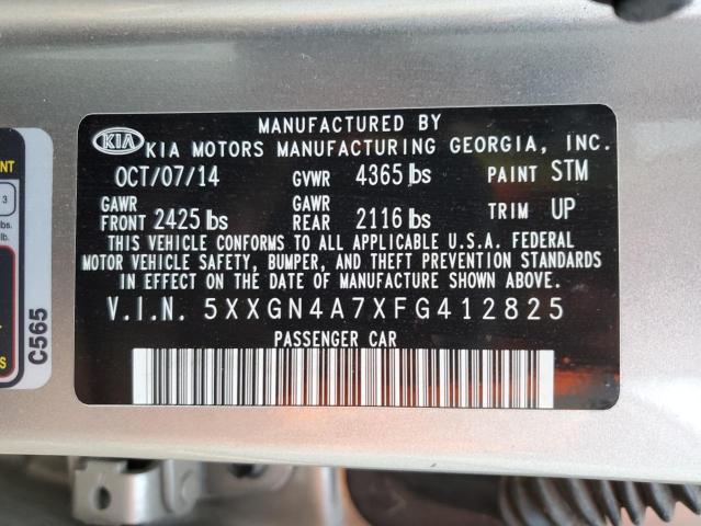 5XXGN4A7XFG412825 - 2015 KIA OPTIMA EX SILVER photo 12