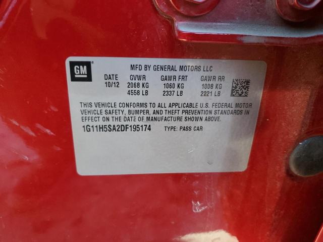 1G11H5SA2DF195174 - 2013 CHEVROLET MALIBU LTZ Марун фото 12