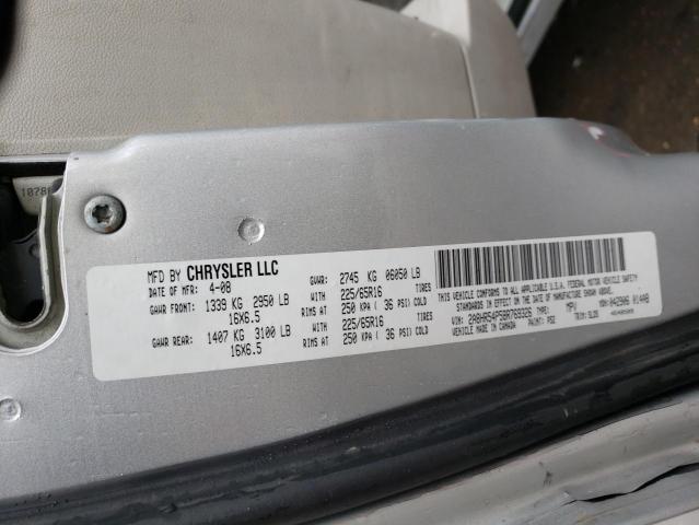 2A8HR54P58R769326 - 2008 CHRYSLER TOWN & COU TOURING ვერცხლისფერი ფოტო 10