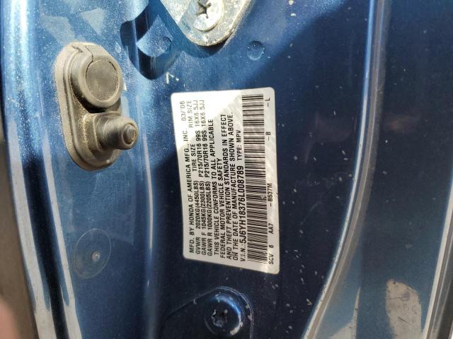 5J6YH18376L008789 - 2006 HONDA ELEMENT LX BLUE photo 12