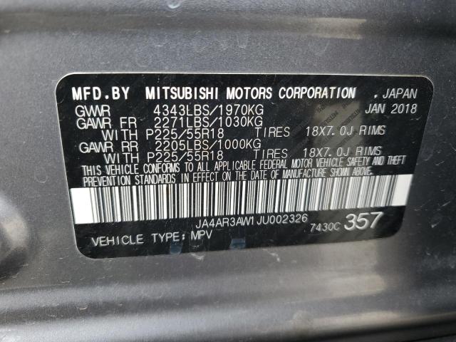 JA4AR3AW1JU002326 - 2018 MITSUBISHI OUTLANDER ES SILVER photo 13