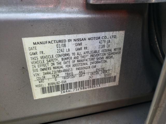 1N4AL21E98N486653 - 2008 NISSAN ALTIMA 2.5 GRAY photo 12