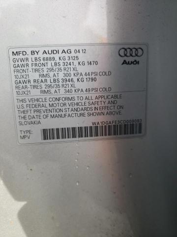 WA1DGAFE3CD009093 - 2012 AUDI Q7 PRESTIGE ვერცხლისფერი ფოტო 12