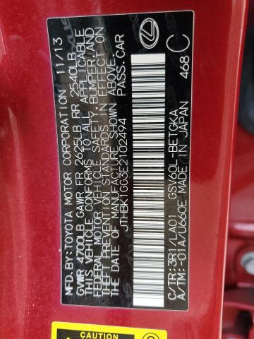 JTHBK1GG3E2102494 - 2014 LEXUS ES 350 RED photo 12