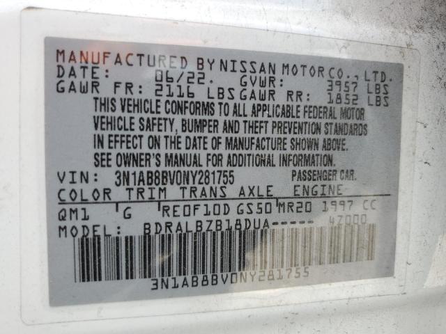 3N1AB8BV0NY281755 - 2022 NISSAN SENTRA S WHITE photo 13