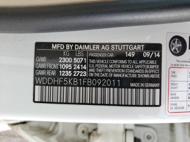 WDDHF5KB1FB092011 - 2015 MERCEDES-BENZ E 350 WHITE photo 13