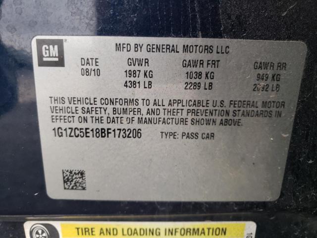 1G1ZC5E18BF173206 - 2011 CHEVROLET MALIBU 1LT 蓝色 照片 12