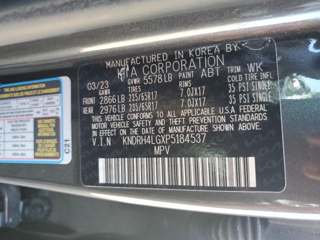 KNDRH4LGXP5184537 - 2023 KIA SORENTO EX GRAY photo 12