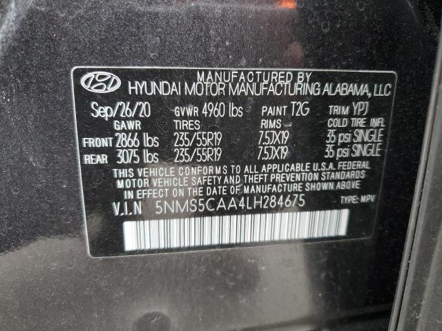 5NMS5CAA4LH284675 - 2020 HYUNDAI SANTA FE LIMITED GRAY photo 14