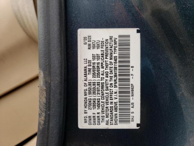 5FNRL38415B116405 - 2005 HONDA ODYSSEY EX GRAY photo 13