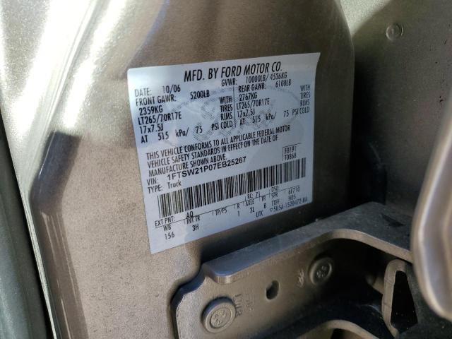 1FTSW21P07EB25267 - 2007 FORD F250 SUPER DUTY GOLD photo 14