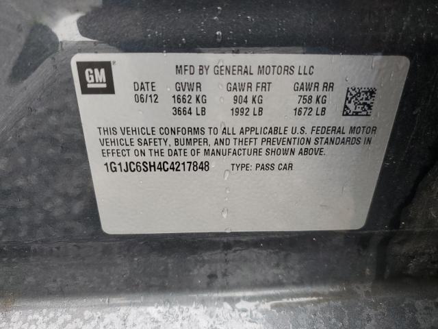 1G1JC6SH4C4217848 - 2012 CHEVROLET SONIC LT GRAY photo 12