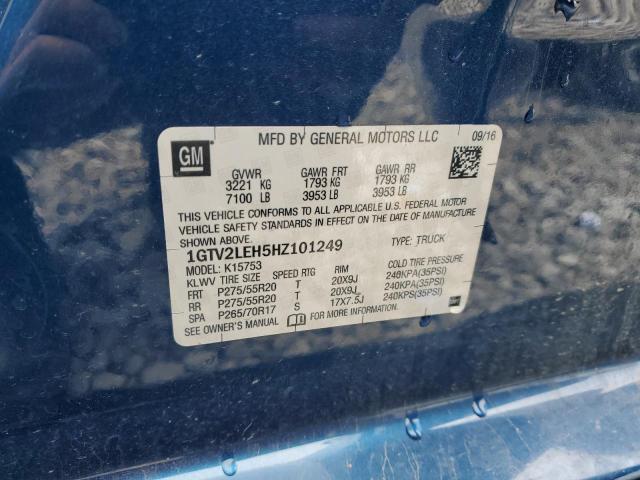 1GTV2LEH5HZ101249 - 2017 GMC SIERRA K1500 BLUE photo 12