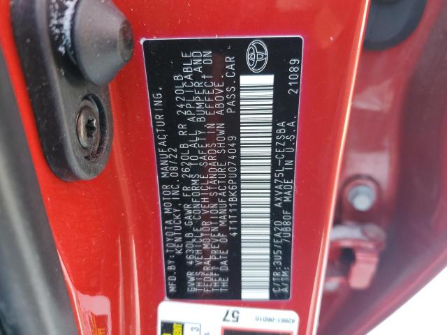 4T1T11BK6PU074049 - 2023 TOYOTA CAMRY SE NIGHT SHADE RED photo 12