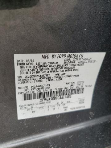 2FMGK5B89GBA17683 - 2016 FORD FLEX SE GRAY photo 14