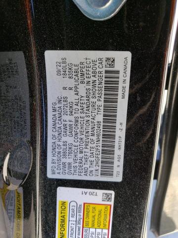 2HGFE2F51NH602498 - 2022 HONDA CIVIC SPORT 黑色 照片 12