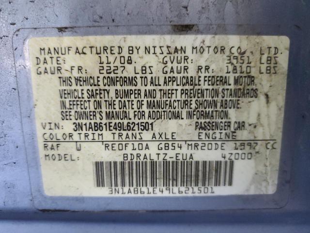 3N1AB61E49L621501 - 2009 NISSAN SENTRA 2.0 BLUE photo 13