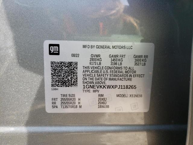 1GNEVKKWXPJ118265 - 2023 CHEVROLET TRAVERSE PREMIER GRAY photo 13