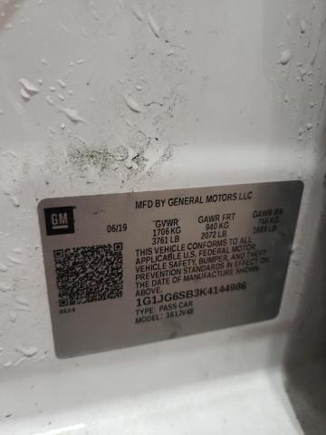 1G1JG6SB3K4144986 - 2019 CHEVROLET SONIC WHITE photo 12