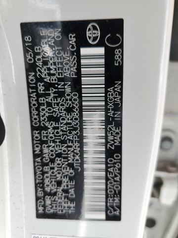 JTDKARFP3J3086600 - 2018 TOYOTA PRIUS PRIM 白色 照片 12