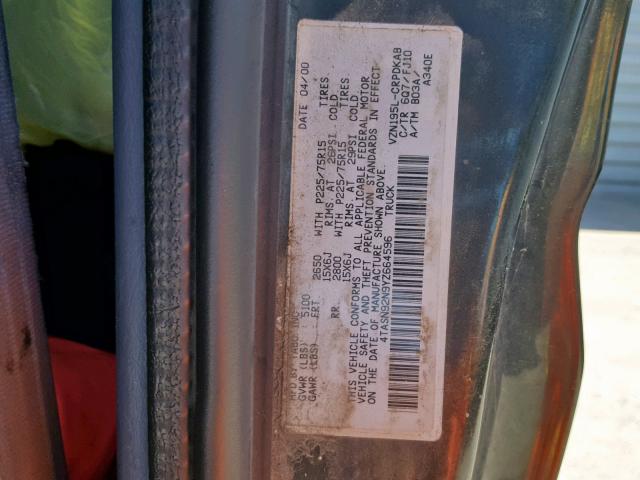 4TASN92N9YZ664596 - 2000 TOYOTA TACOMA XTRACAB PRERUNNER  照片 10