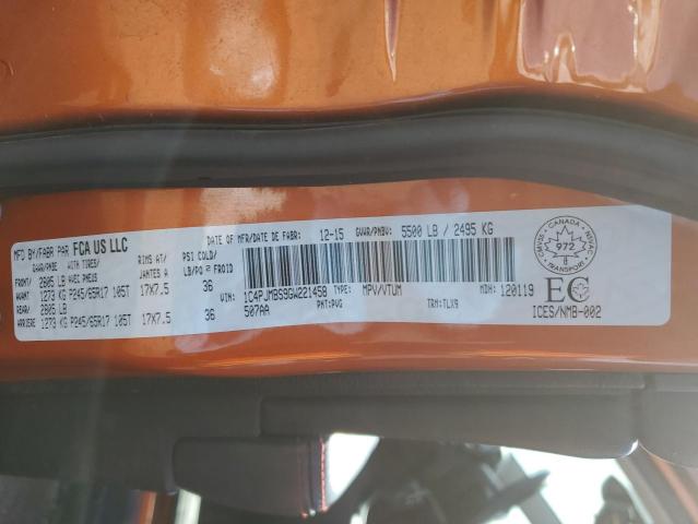 1C4PJMBS9GW221458 - 2016 JEEP CHEROKEE TRAILHAWK ORANGE photo 13