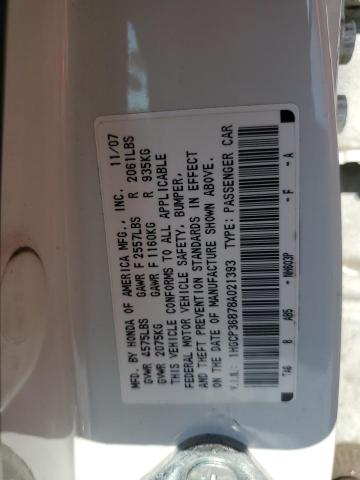 1HGCP36878A021393 - 2008 HONDA ACCORD EXL WHITE photo 12