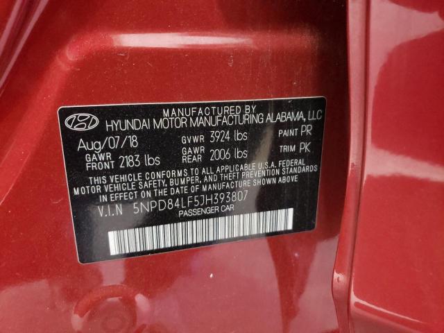 5NPD84LF5JH393807 - 2018 HYUNDAI ELANTRA SEL RED photo 13