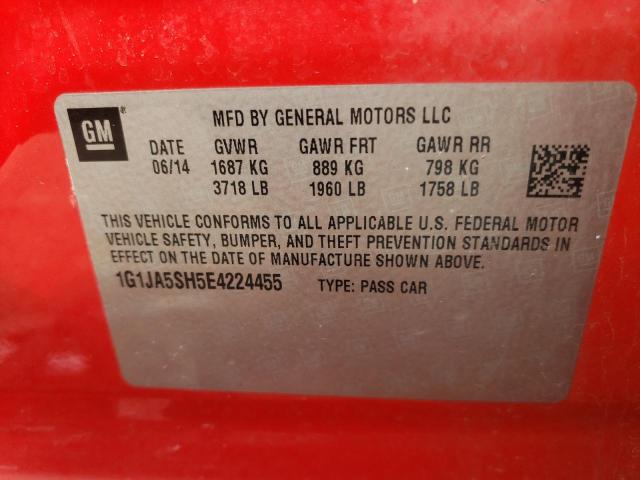 1G1JA5SH5E4224455 - 2014 CHEVROLET SONIC LS 红色 照片 13