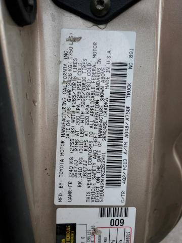 5TEUU42N76Z263911 - 2006 TOYOTA TACOMA ACCESS CAB თაფლისფერი ფოტო 13